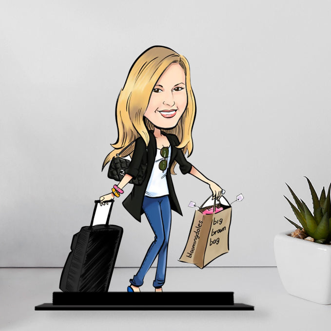 Shopping Lover Girl Caricature