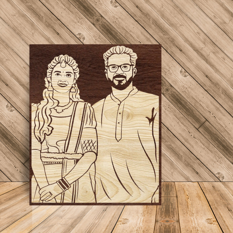 3d Wooden Portrait (Couple)