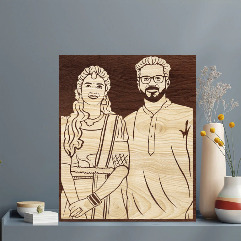 3d Wooden Portrait (Couple)