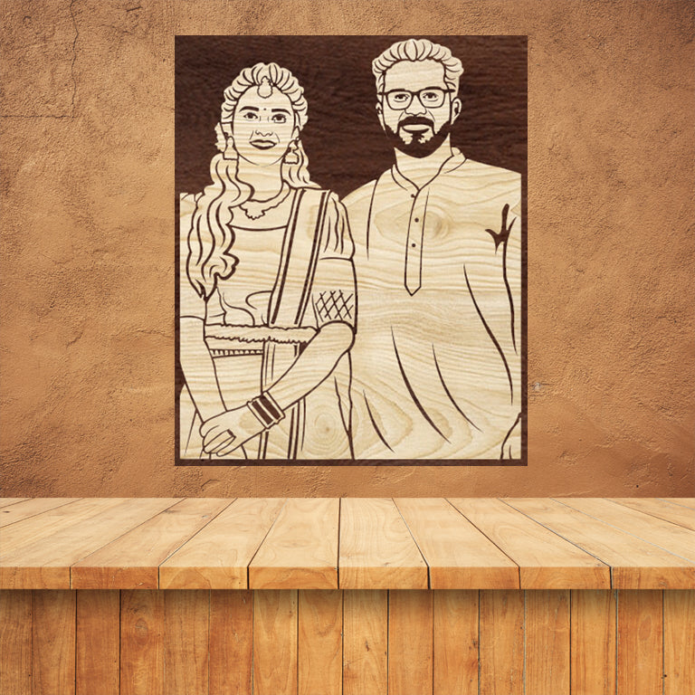 3d Wooden Portrait (Couple)